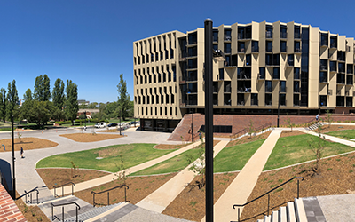 ANU Student Accommodation project - providing landscape surrounds to the new building and rooftop for Richard Crookes Construction.